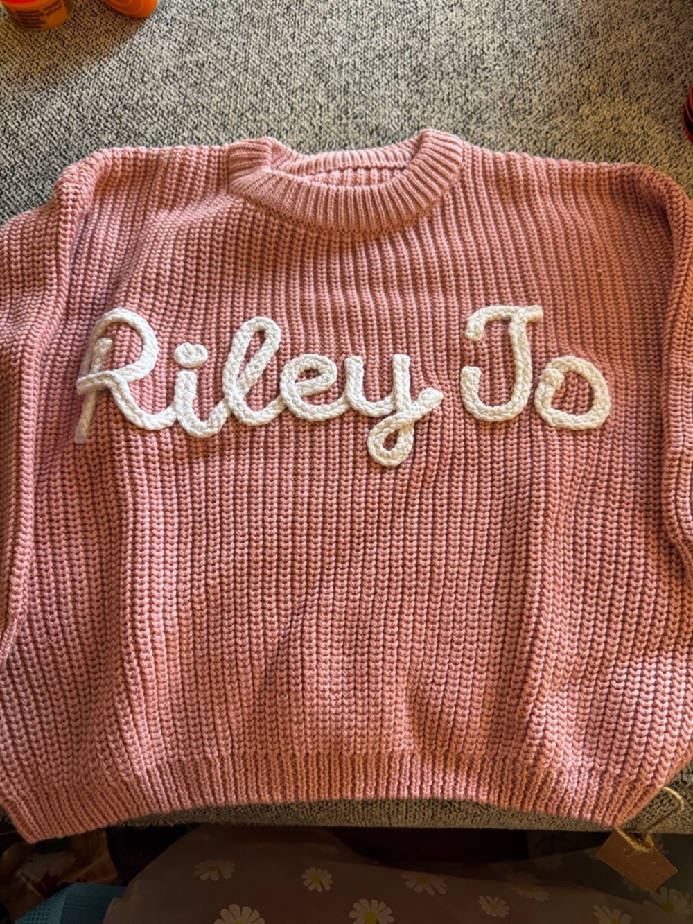 Baby Girl 3-6mo (runs bigger) sweater. Never worn. Gift - Wrong spelling NWT